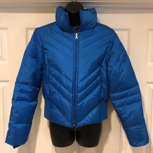 NWOT GUESS Down FIlled Bright Blue Ski Jacket 90s Alpine Cropped Sporty S